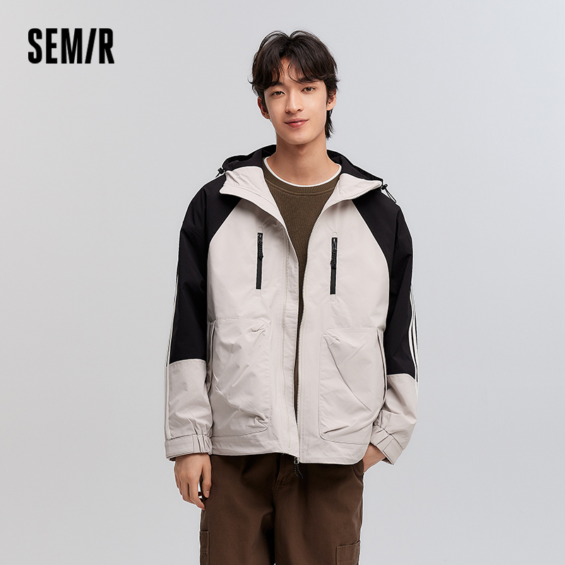 Semir Jacket Men 2024 Spring New Fashionable Patchwork Three-proof Outerwear Loose Hooded Top