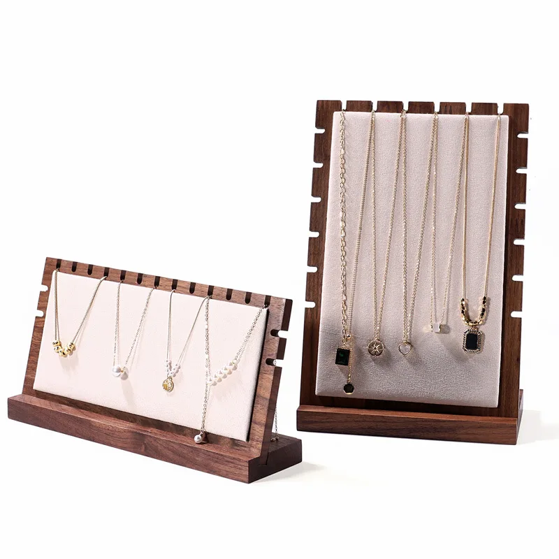 Black Walnut Necklace Display Board Detachable Pendant Chain Storage Rack Jewelry Organizer Props Necklace Diplay Holder