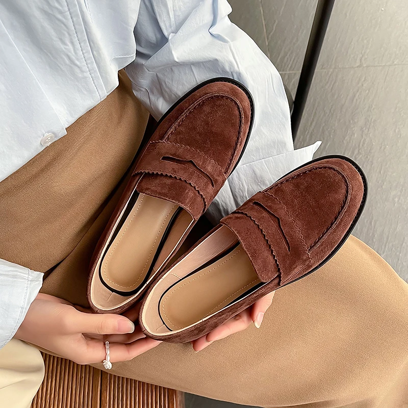 

Women‘s Mules Kid Suede Flat Shoes For Female Retro Casual Flats Slip On Women Loafers Korea Style Simple Shoes Chaussure Femme