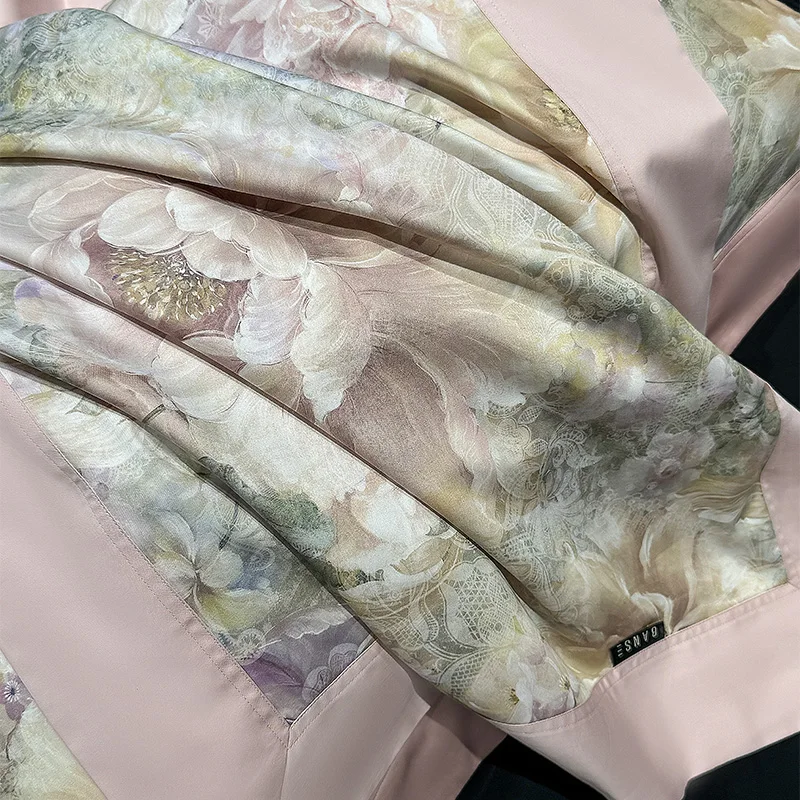 American Style Vintage Flowers Prints Luxury Bedding Set 1000TC Egyptian Cotton Duvet Cover Set Flat/Fitted Bed Sheet Pillowcase 5
