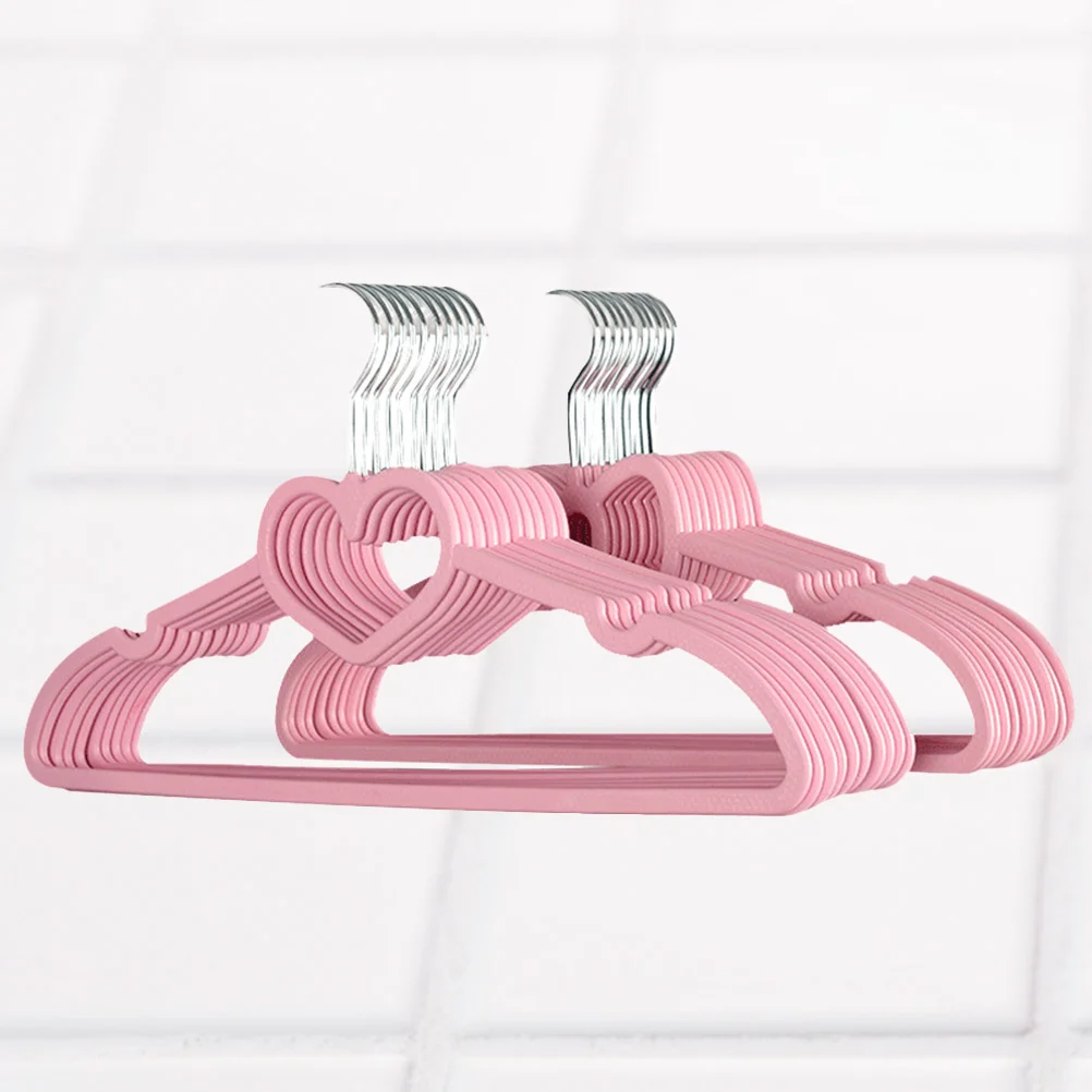

10/15/20PCS Clothes Hanger Durable Hanger ABS Heart Pattern Coat Hanger for Adult Children Clothing Hanging Supplies (Pink)