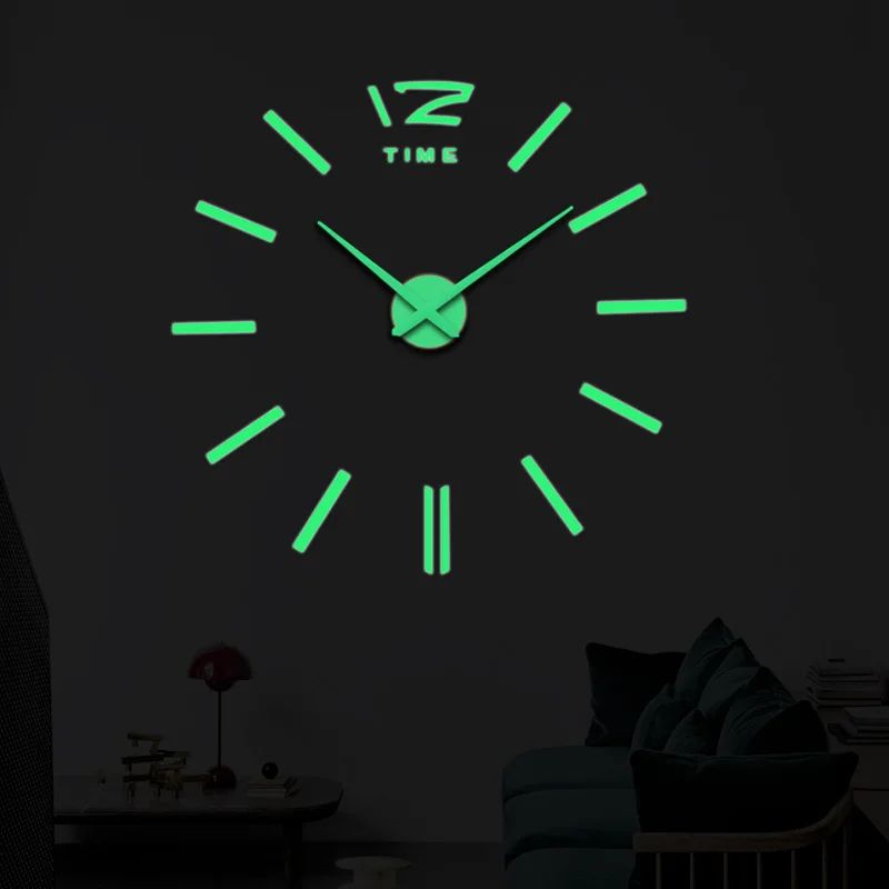 

Светящиеся большие настенные 3d-наклейки с зеркальной поверхностью, забавные креативные художественные настенные часы с наклейками для украшения дома и офиса
