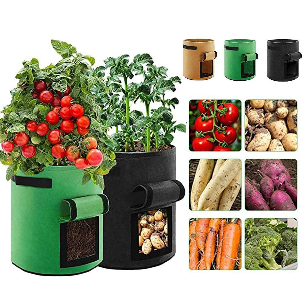 3 Size Felt Plant Grow Bags Nonwoven Fabric Garden Potato Pot Greenhouse Vegetable Growing Bags Moisturizing Vertical Tools