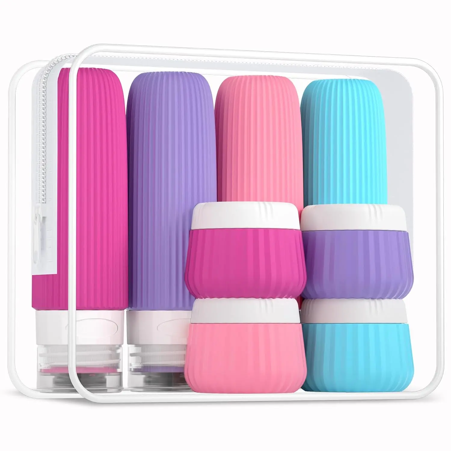 Compact Leak-Proof Silicone Travel Bottles - TSA Approved, BPA-Free, Refillable 3 oz Containers