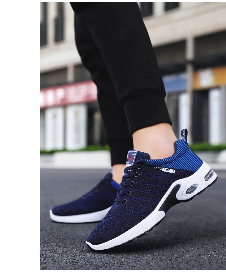 Original Navy Blue Mesh Sneakers Men's Breathable Trainers Man Casual Trekking Basketball Sports Shoes For Men Wedge Sneakers