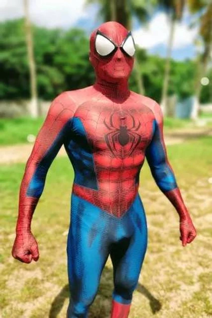 Spiderman Halloween traje para adultos e crianças, bodysuit