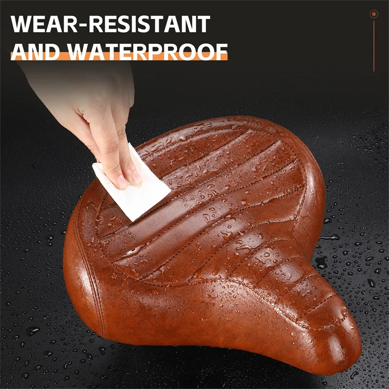 WEST BIKING Widen Bicycle Saddle Retro PU MTB Bike Cushion Comfortable Spring Shock Absorption Bike Saddle Cycling Accessories