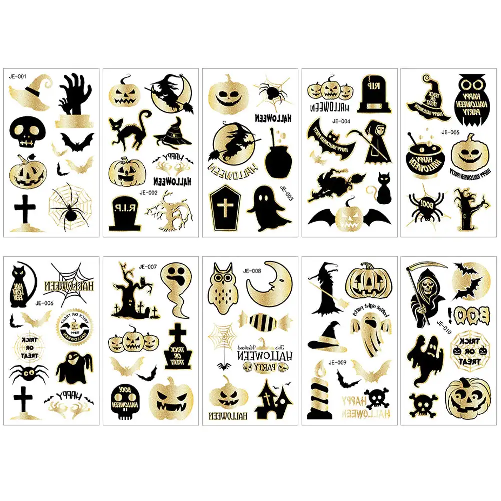 1Pc Waterproof Temporary Tattoo Sticker Halloween Punk Pumpkin Bat Candy Ghost Fake Tatto Flash Tatoo Tato for Children