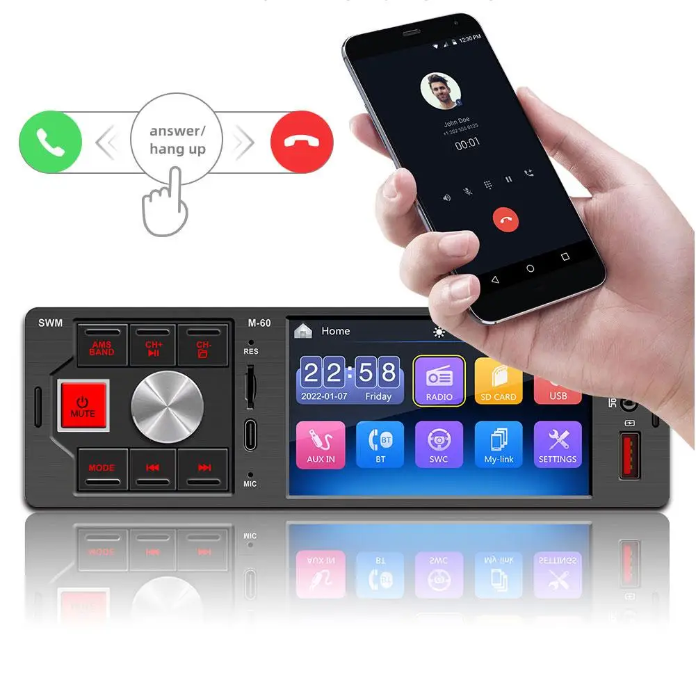 Car M-60 Touch-screen 4-inch High-definition Dual Usb Car Mp5 Player Bluetooth-compatible Hands-free Fm Audio Accessories