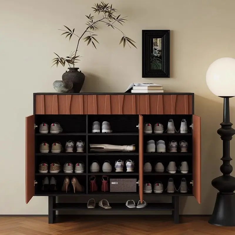 Antique French style wabi-sabi solid wood shoe cabinet entrance doorway modern simple entrance storage cabinet