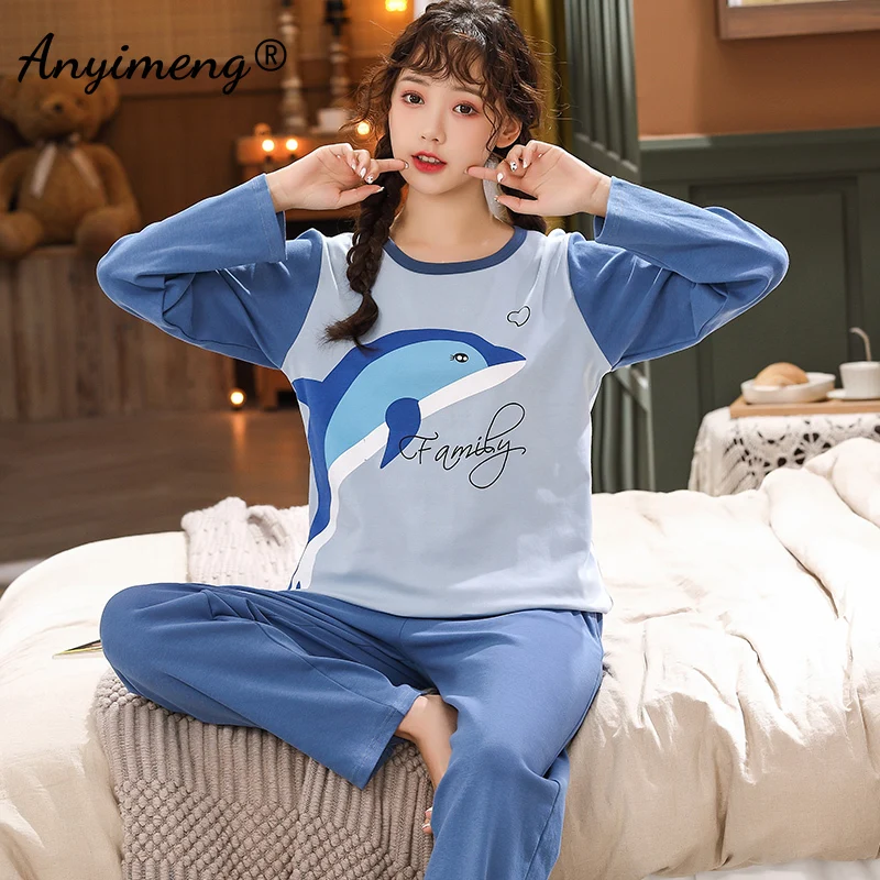 New Pajama Fashion 4XL Pyjamas Long Sleeved Long Pants Kawaii Cartoon Panda Printing Fall Winter Big Size Young Couple's Pijamas mens designer pjs Pajama Sets