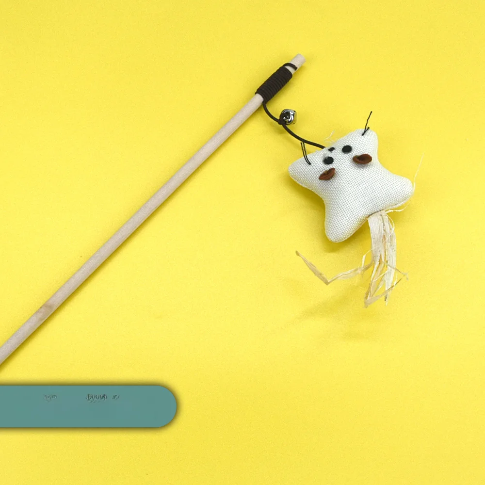 thumbnail image 1 of Varilla de madera para gato, juguete, cuerda de papel, bola, campana de plumas, suministros interactivos para mascotas, ligero, duradero, todas las regiones, 1 of 4