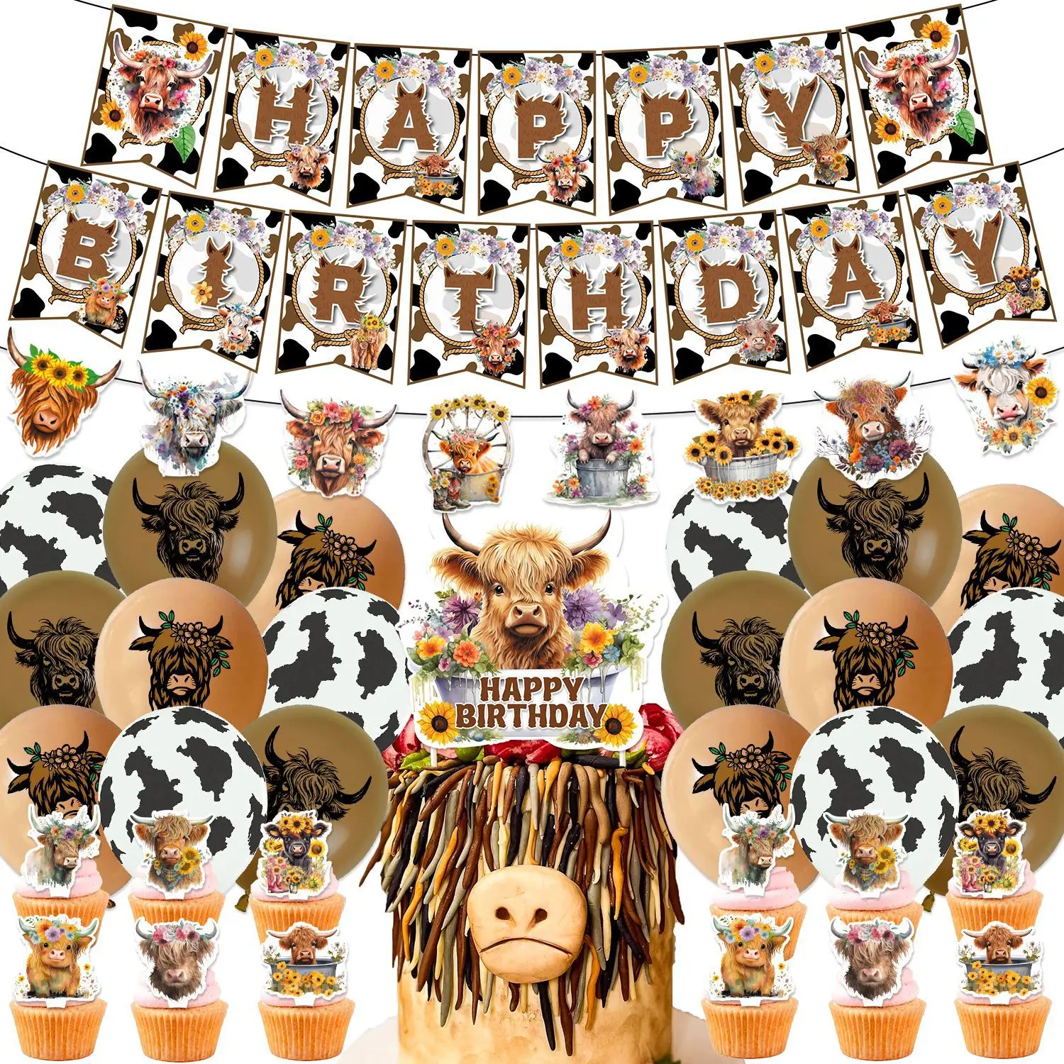 

Bos Taurus Birthday Party Decoration Balloons Birthday Banner Animal Cow Balloons Baby Shower Wedding Decoration Kids Favors