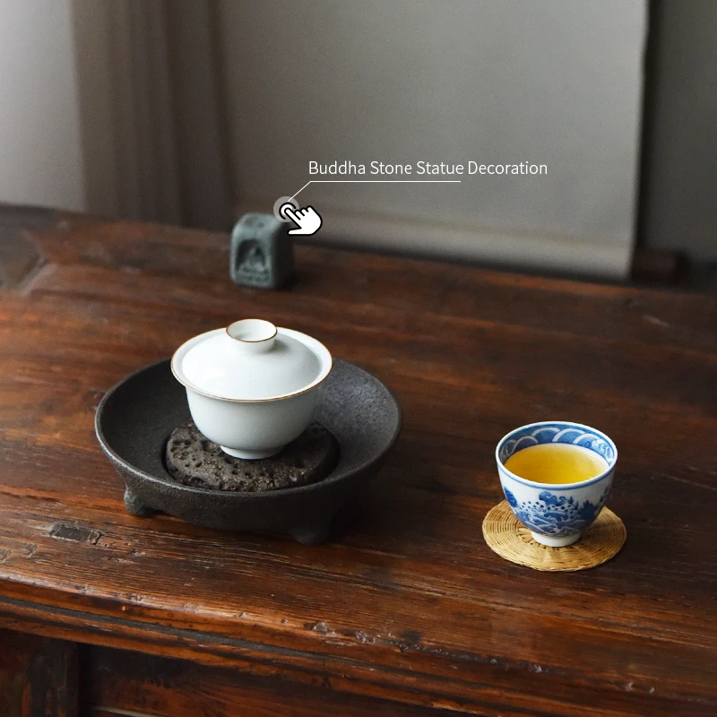Natürliches Stein-Teetablett, Handgefertigt, Elegantes Zen-Chinesisches Kung-Fu-Teezeremonie-Set, Heimdekoration, Teekannen-Zubehör, Untertasse – Detail 9