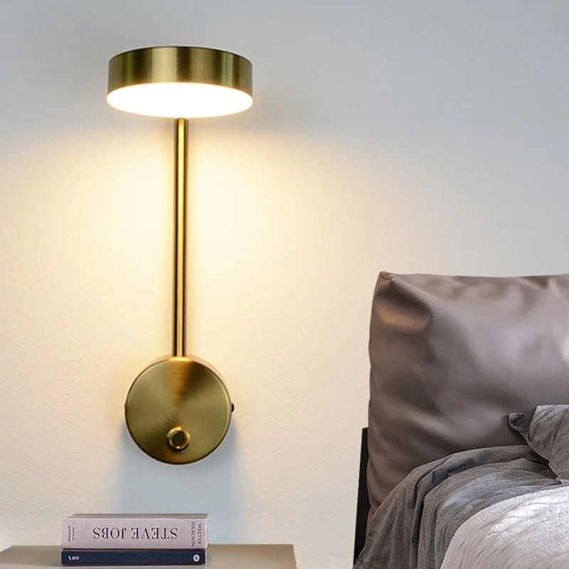 

Modern Wall Lights 9W with Switch Led Lamps Gold Lamp Livingroom Indoor Lighting Bedside for Bedroom Light Sconce