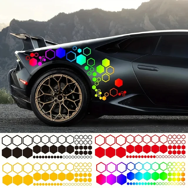 Honeycomb Auto Vinyl Decals, Large and Small Combination, Hexagonal Stickers, DIY Car Body, Cool Styling, Open Style Decoration,