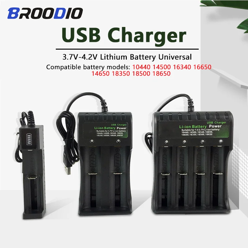 Smart USB Li-ion 18650 Battery Charger Portable Power Charging 4.2V 14500 16340 16650 14650 18350 18650 Lithium Battery Chargers