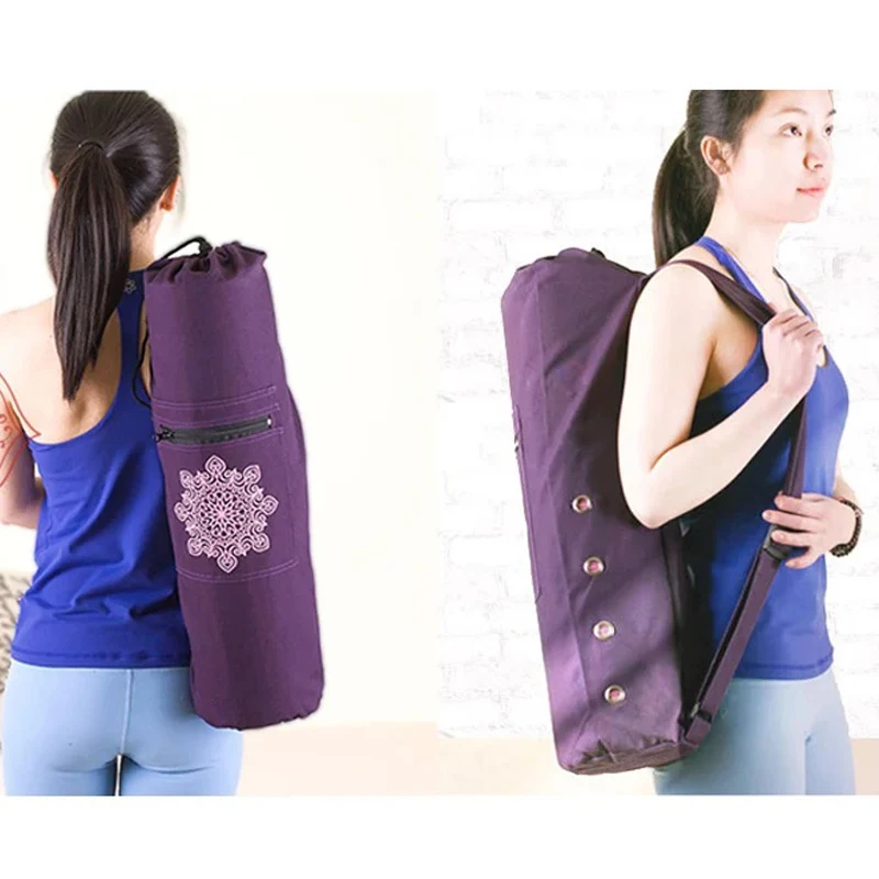 Canvas Practical Yoga Pilates Mat Carry Strap Drawstring Bag Sport Exercise Gym Fitness Backpack for 8mm Yoga Mat 70cm x 16cm yoga mat yoga mat bag