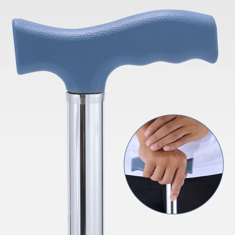 Four-Legged Walking Stick Elderly Anti-Slip Medical Cane Lightweight Mobility Aid Thickened Grip Adjustable Support