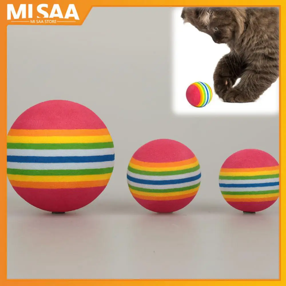 

Cat Toys Ball Interactive Cat Dog Play Chewing Rattle Scratch Rainbow EVA Natural Foam Ball Training Balls Pet Toys Supplies