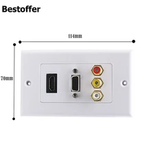 

10-Pack 4K2K White Panel VGA+3RCA AV Wall Plate Composite Video Audio Adapter Jack Outlet HDTV ABS