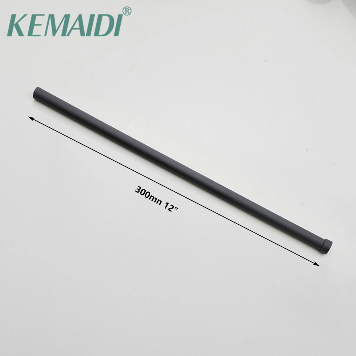 Kemaidi-tubo de Extensão de Torneira Redonda Barra de Chuveiro Montado na Parede Preto Fosco Latão Sólido Torneira de Chuveiro de Banho 12