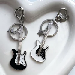 Guitar Love Heart Star Key Chain for Women Girl Harajuku Y2K Sweet Cool Trend Hanging Pendant Vintage Aesthetic Accessories Gift