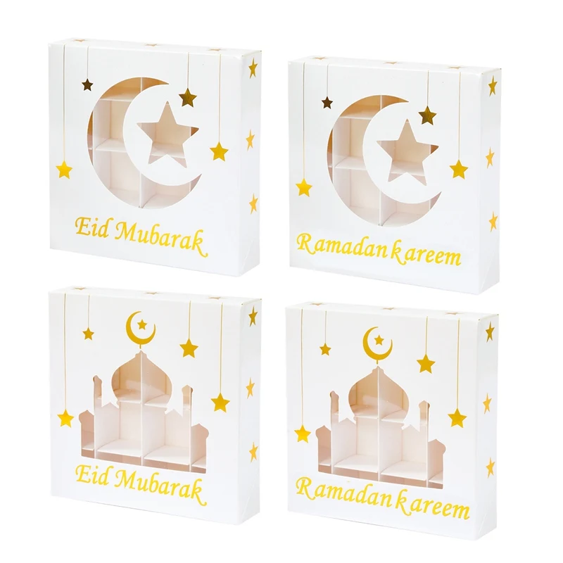 2Pcs Eid Mubarak Cake Boxes with Clear Window, Ramadan Kareem Transparent Candy and Cho... - SKU EMCB1551 - UGI Packaging