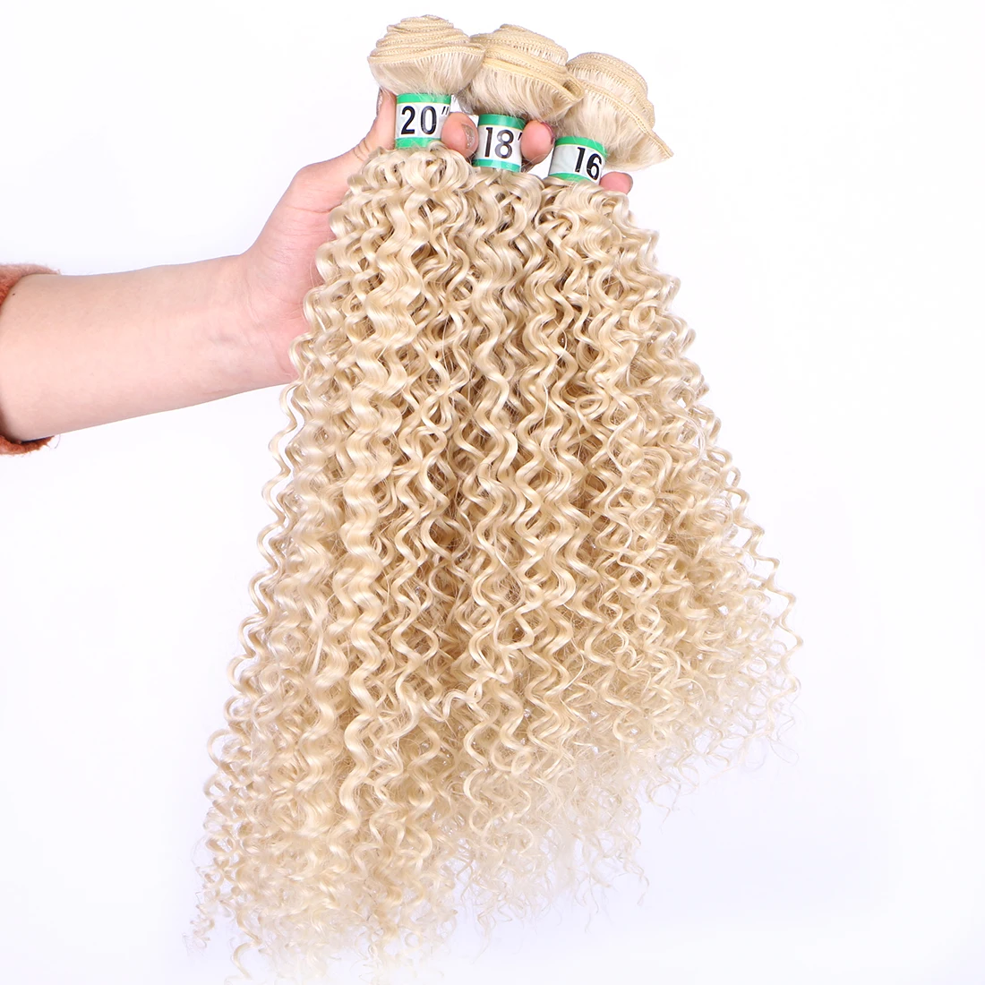 Angie Kinky Curly Hair Bundles 16 18 20 Inch Ombre Synthetic Hair Extensions Two Tone fiber weave 70G/Pcs for women