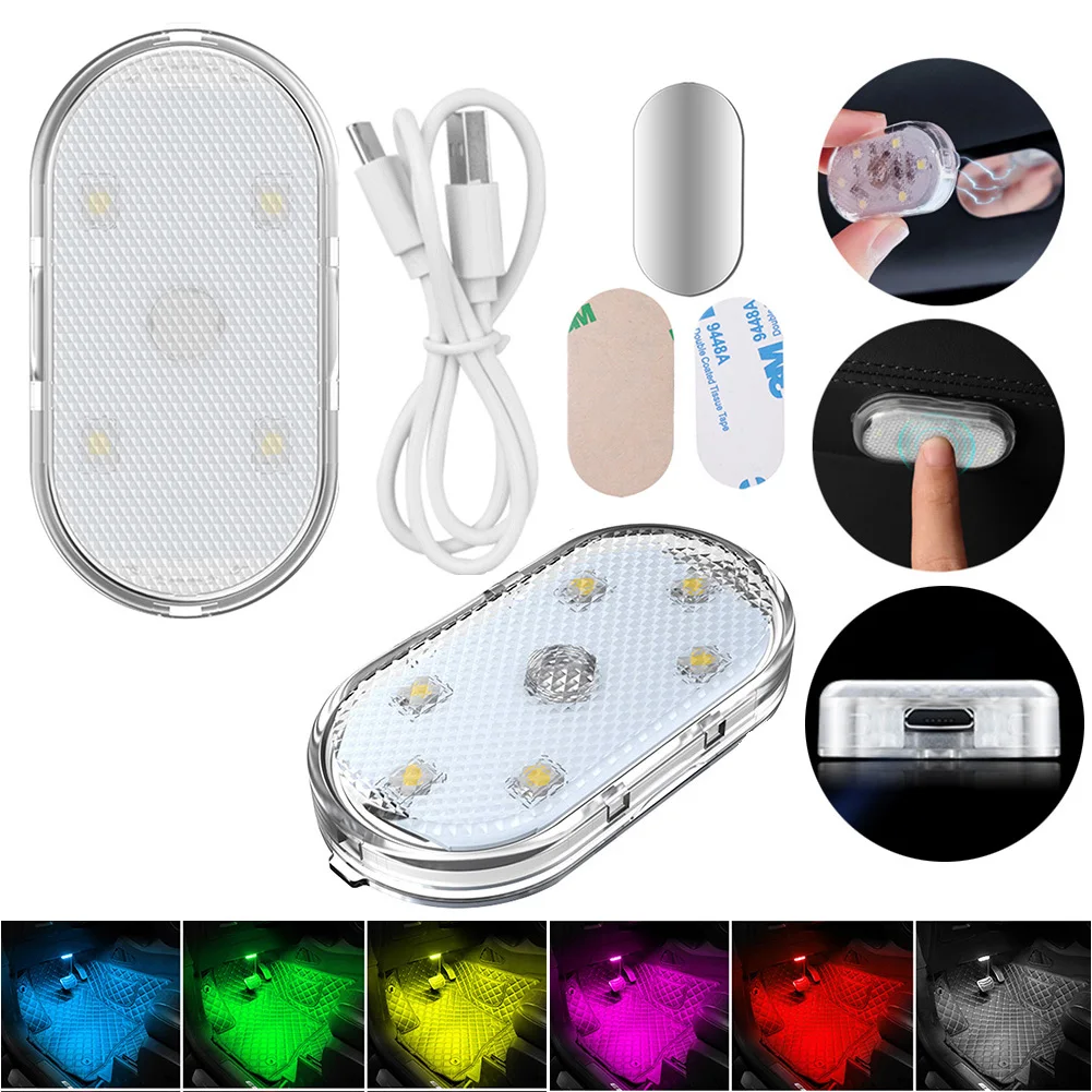Car Led Touch Lights Wireless Interior Light Auto Roof Ceiling Reading