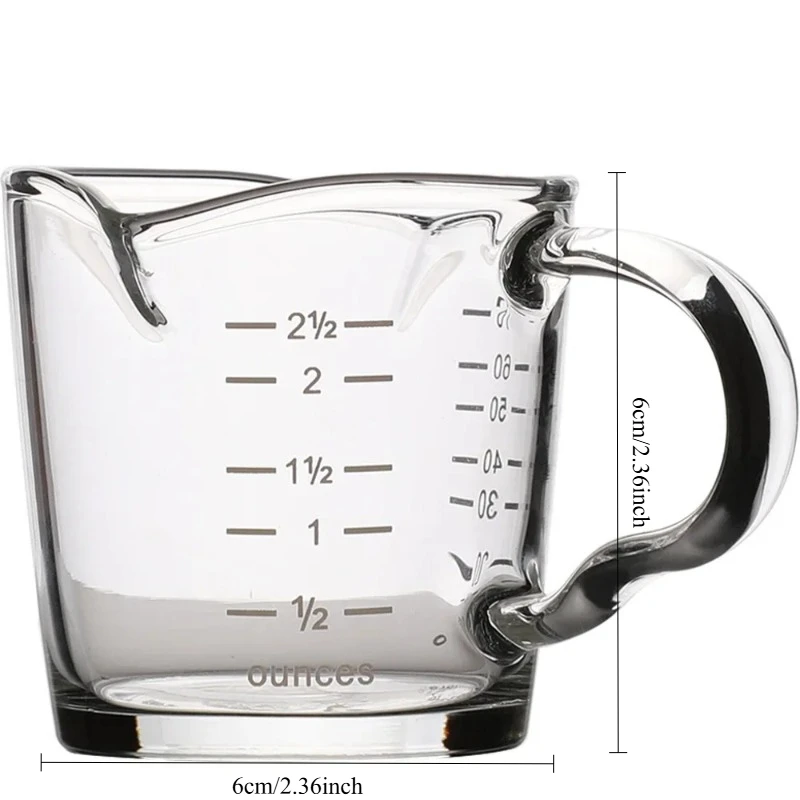 Glass ESPRESSO Measuring Cup 70ml Heat Resistant Cup Kitchen Espresso Jig Double Ounce Cup