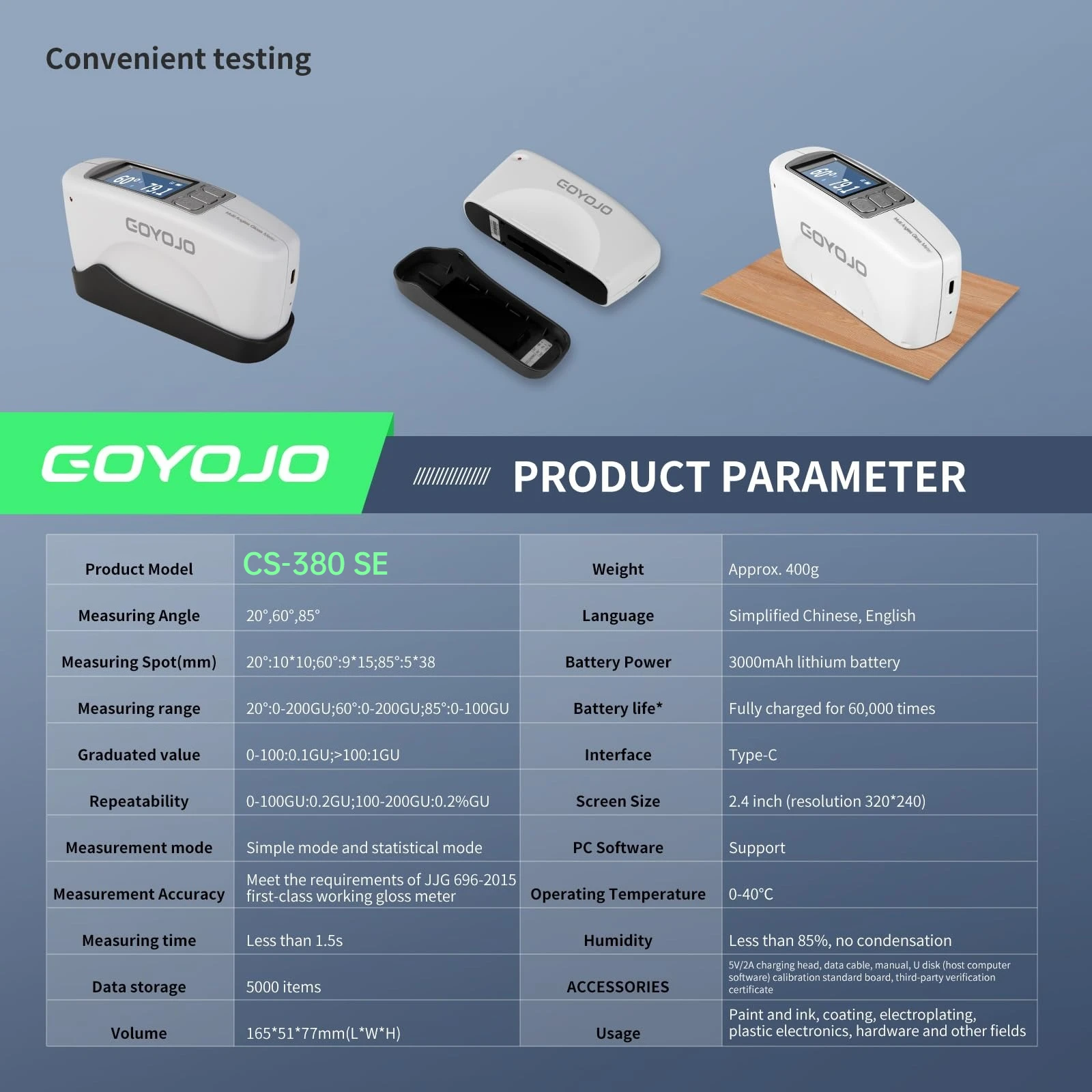Portable Gloss Meter with Calibration Board, 0.2GU High Accuracy Glossmeters for