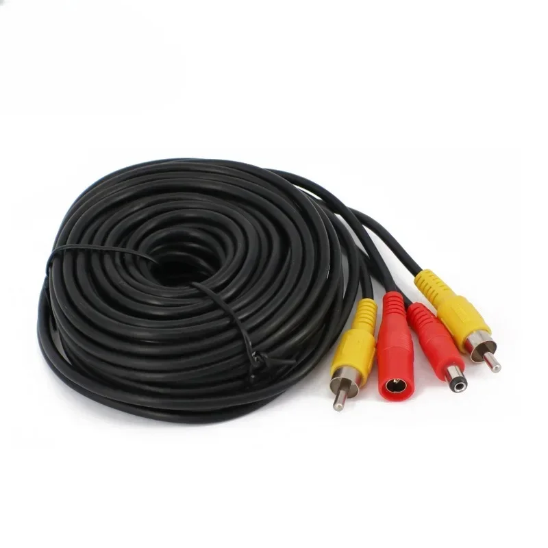 DC Power RCA AV Video 12V Extension Cable 5 10 20 Meters For Car Truck Bus Parking Home Security Surveillance CCTV Camera