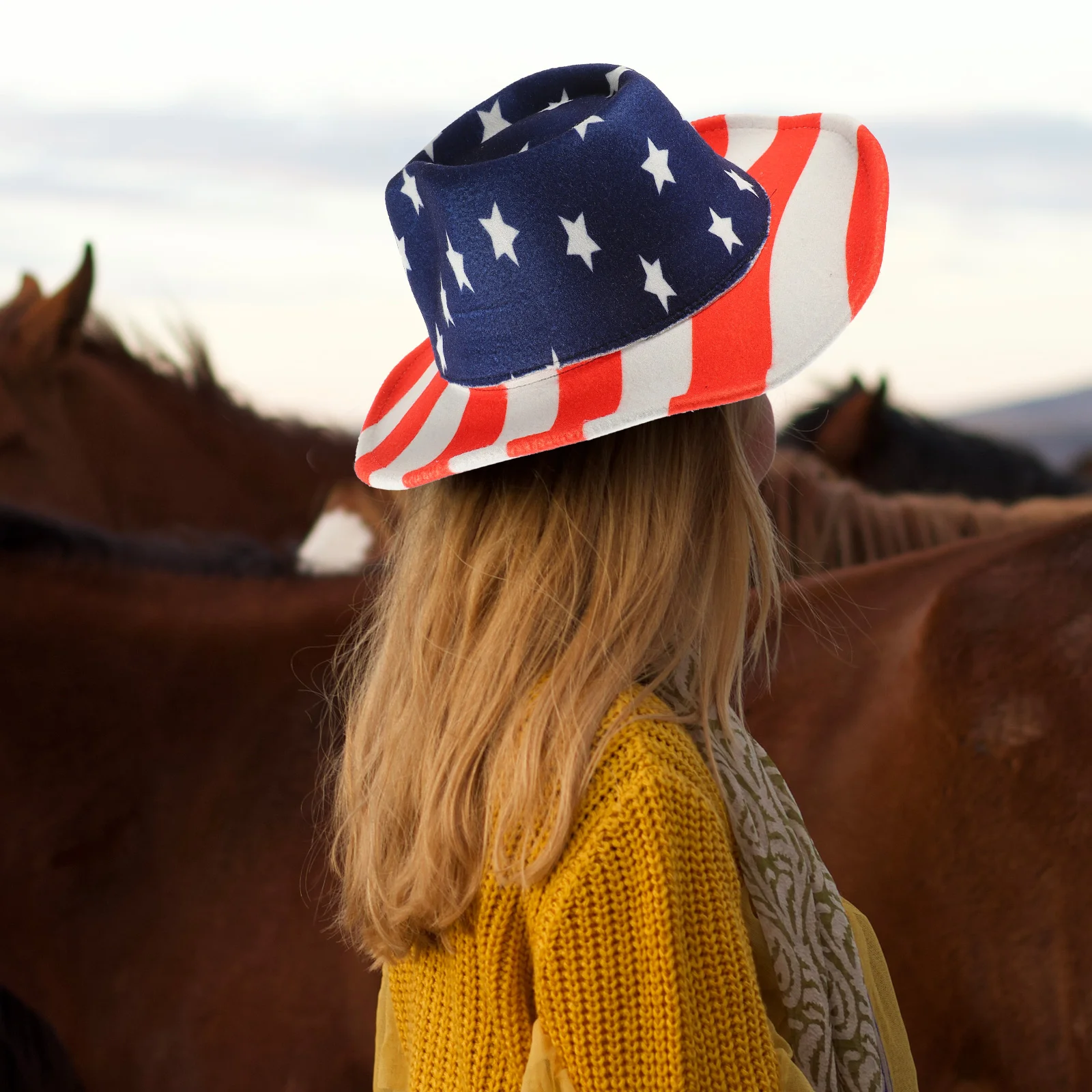 

American Flag Hat Men's Panama 4th of July Party Supplies Funny Hats Retro Usa- Woolen for Women Man