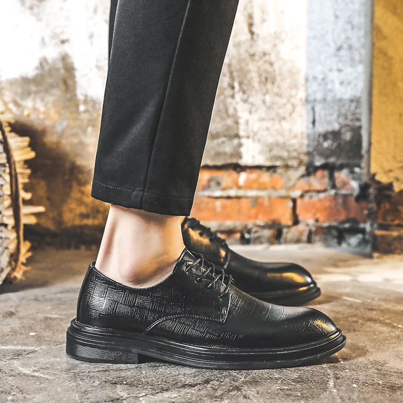Platform Men Dress Shoes Leather 