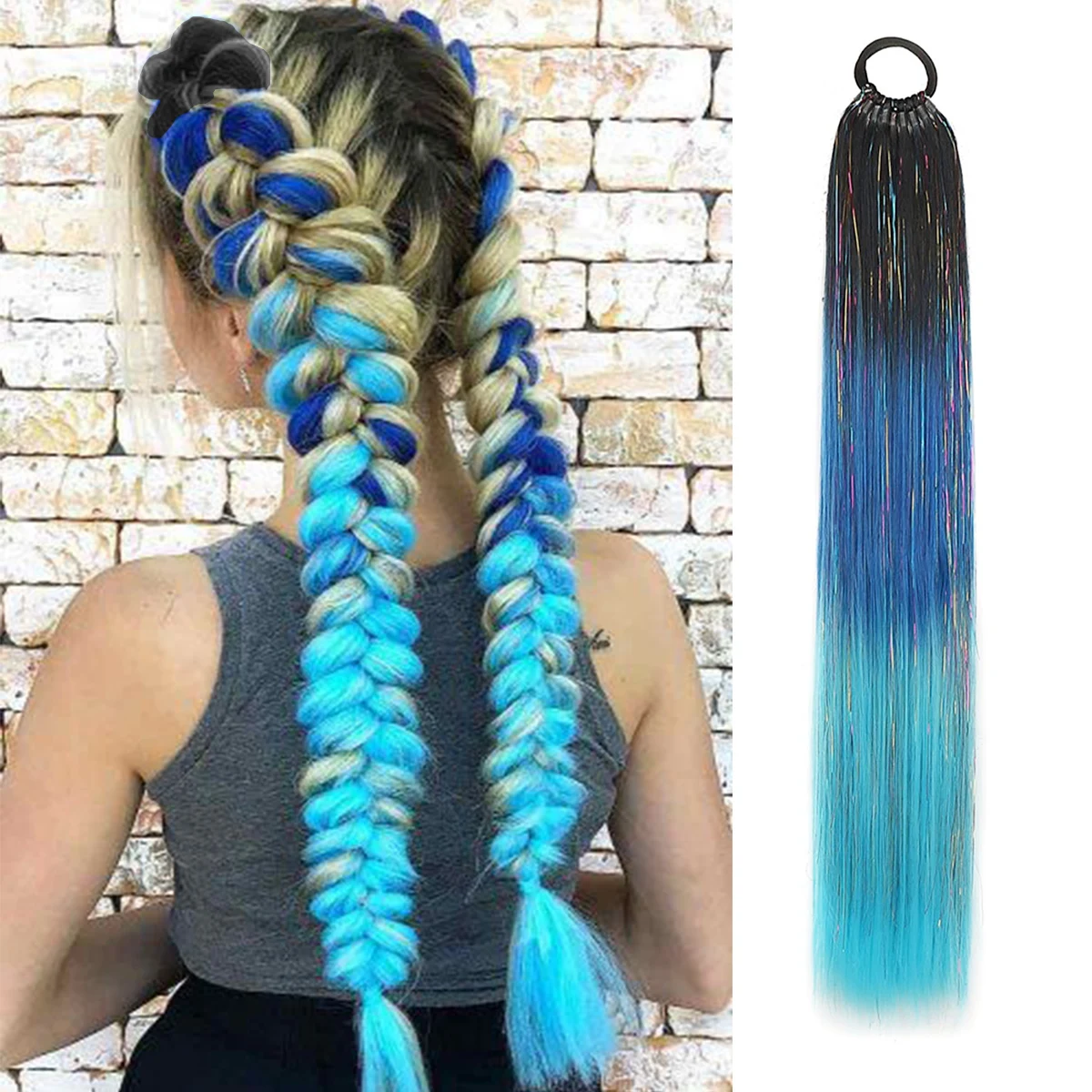 Ombre Festival Rave Hair Extensions in Purple, Pink, and White Tones