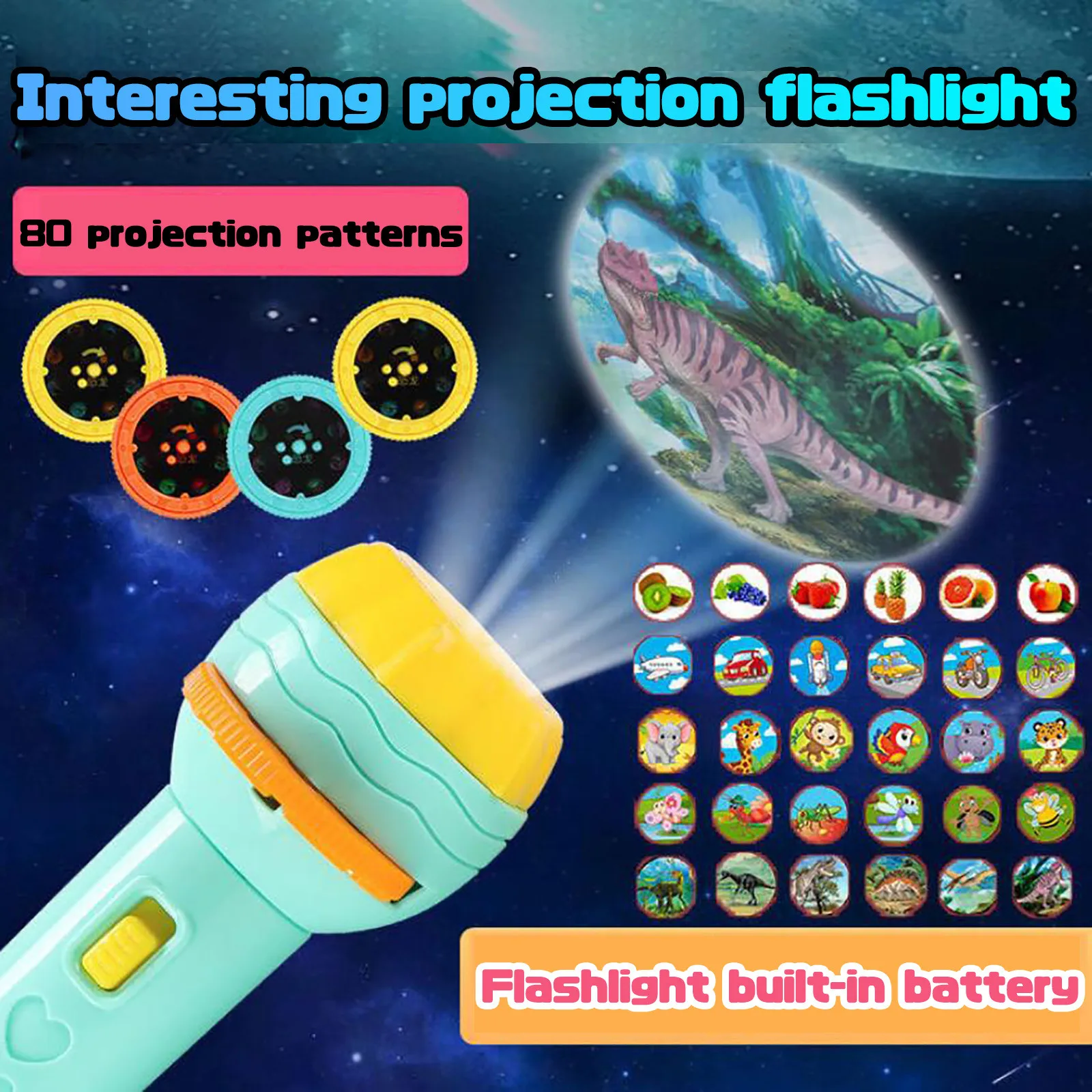 Slide Projector Flashlight Projection Light Toys Slide Flashlight Lamp