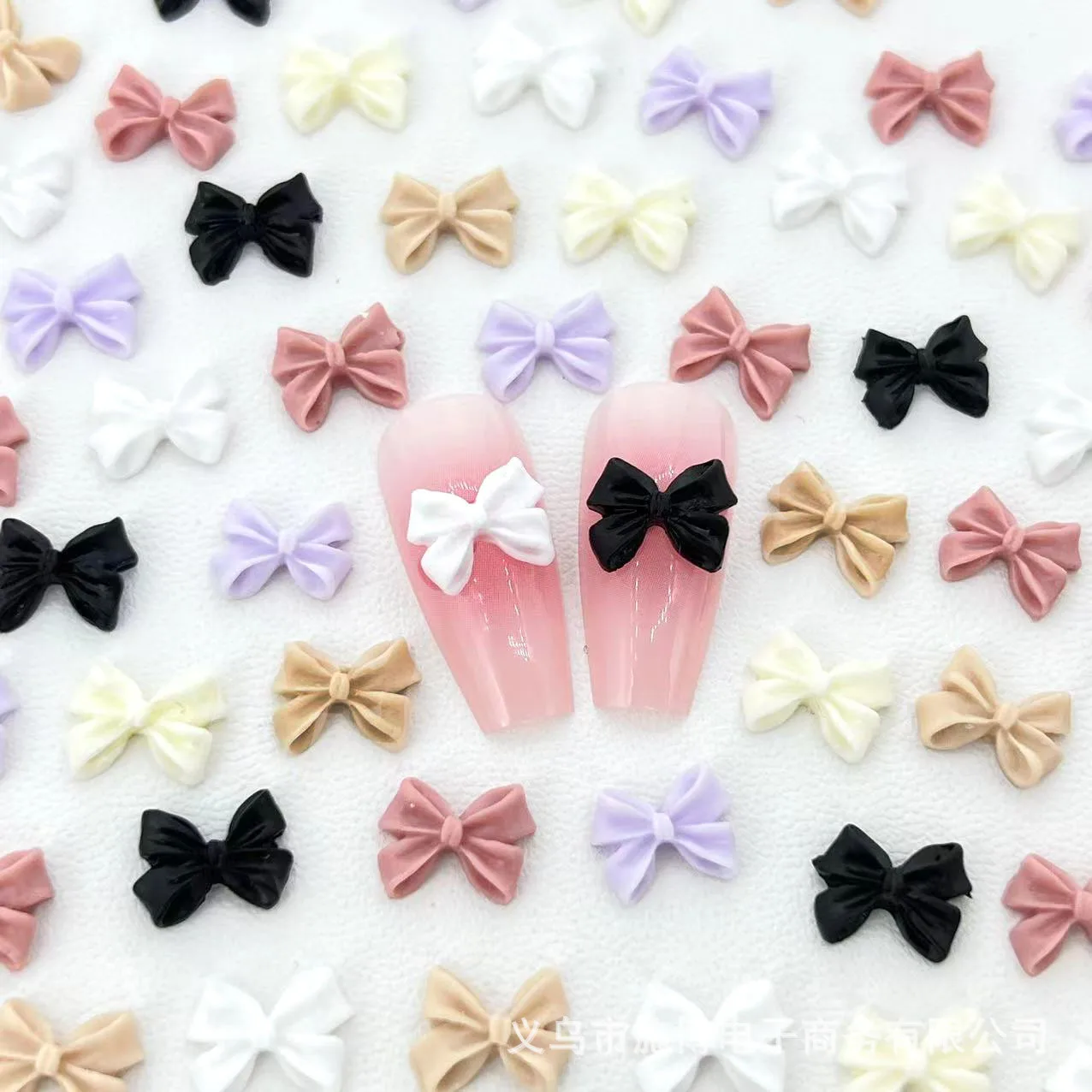 

100pcs 3D Kawaii Bowknot Nail Art Charms Lovely Fairy Resin Ribbon Bow Nail Art Decoration Flatback Bowtie Manicure Parts