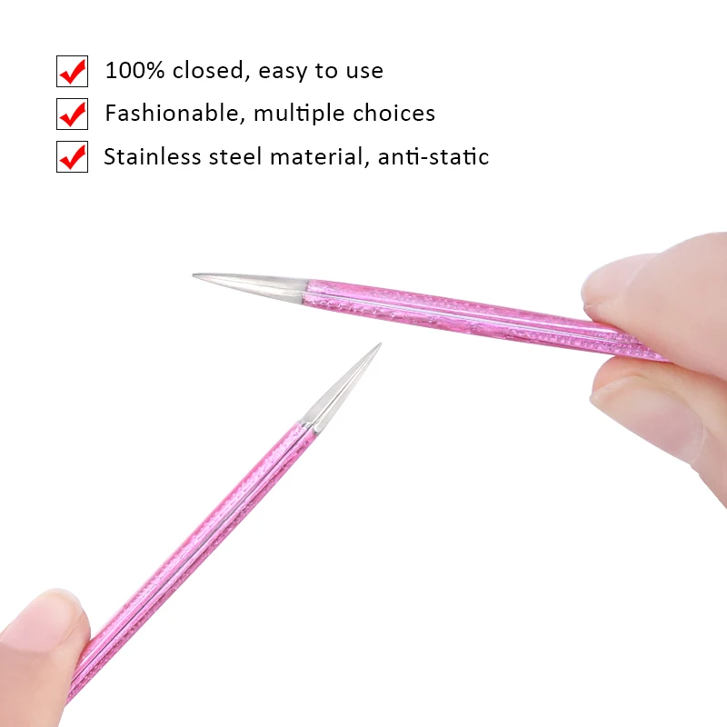 2PCS Eyelash Tweezers Set Professional Stainless Steel Eyelash Extension Tool Gold Anti-static Tweezer Storage Box