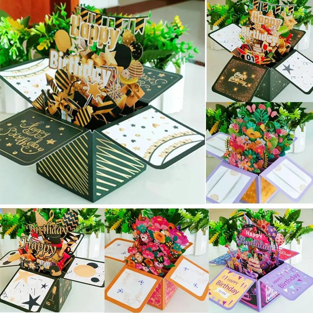 Greeting cards 3D Pop Up Flower Mothers Day Birthday Thanksgiving Wedding Blessing Postcard Thank You Festical Party
