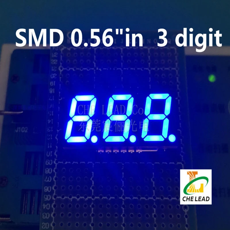 smdデジタルledディスプレイチューブ、青、3桁ledディスプレイモジュール、7セグメント、10個、056-、10個