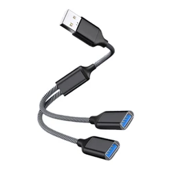Enhanced USB 3 - Port Hub Splitter Adapter for PC and Laptop Accessories (Black usb to 2usb)