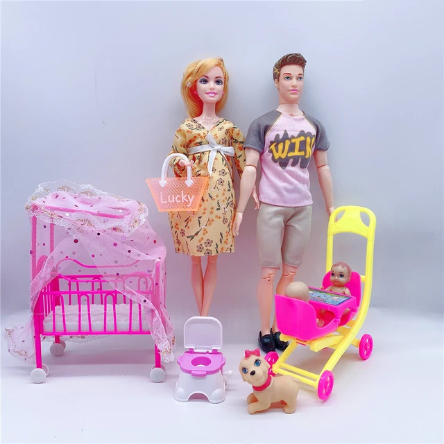 Conjunto de Bonecas Barbie Família Feliz Mãe Grávida Midge - Brinquedos  para Pai, Menina e Bebê