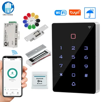 WiFi Tuya APP Door Access Control System Kit Waterproof RFID Keypad Access Controller, Home 180KG Electric Magnetic Strike Locks 1