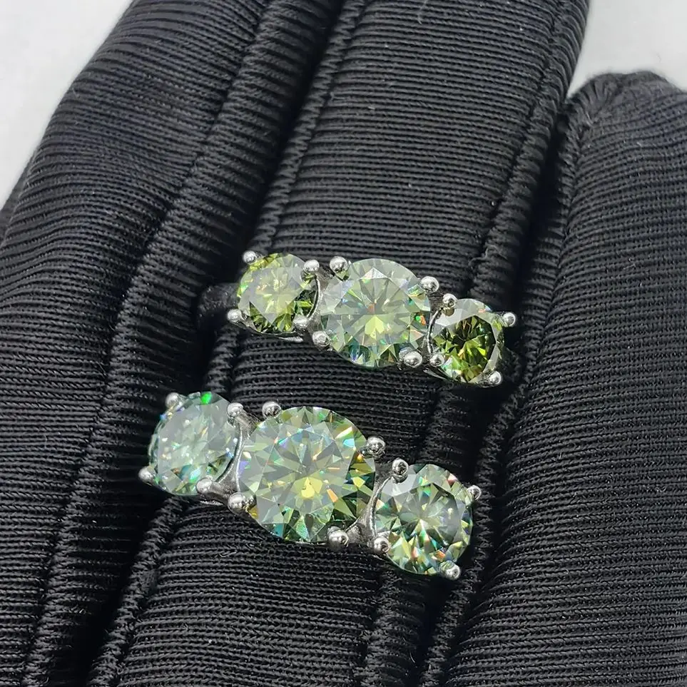 JoyceJelly S925 Sterling Silver Colors Moissanite Ring 2CT 4CT Total Full Moissanite Diamond Jewelry For Wedding Engagement Gift
