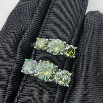JoyceJelly S925 Sterling Silver Colors Moissanite Ring 2CT 4CT Total Full Moissanite Diamond Jewelry For Wedding Engagement Gift