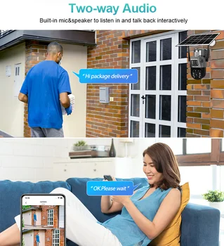 KERUI WIFI Solar Panel Dual Lens Camera Outdoor PTZ 4MP 2K 4G SIM Home Security CCTV Video Surveillance Monitor Built-in Battery 2