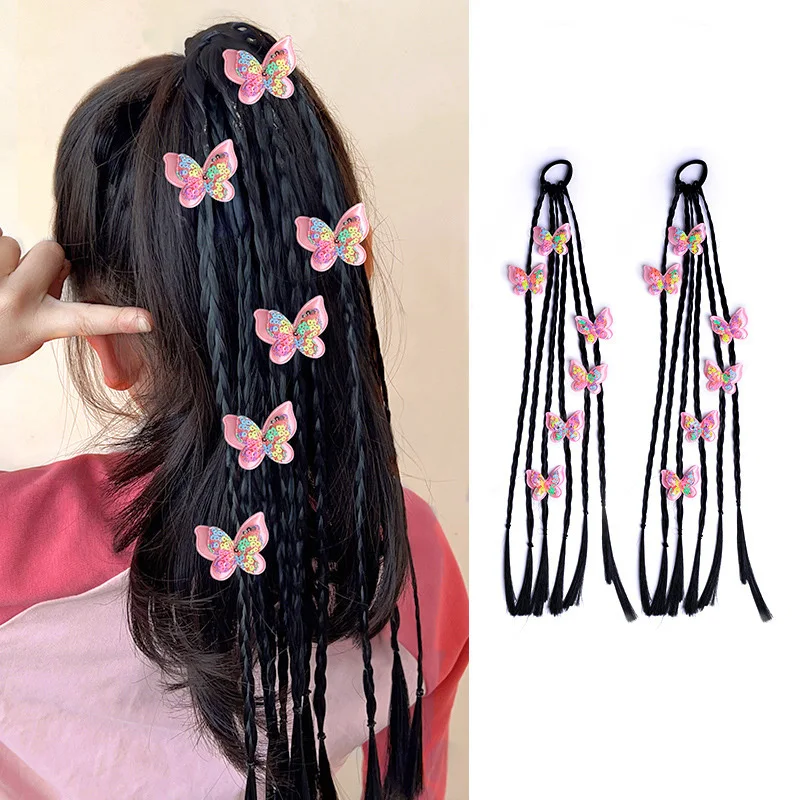 

1 шт. красочные парики-бабочки для девочек, повязки на голову для конского хвоста, резинки для волос, повязки для волос, головные уборы, милые детские аксессуары для волос, украшение для волос
