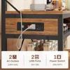 Itaar Bakers Rack with Power Outlet, 6-Tier Coffee Bar, Microwave Stand with Wine Rack, LED Lights and 10 Hooks, Bakers Racks 4