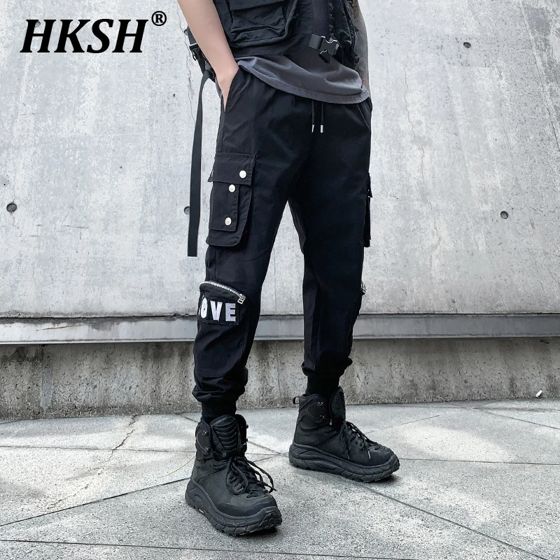 

HKSH Spring Summer New Leisure Pencil Pants Men's Dark Tactical Safari Style Trousers High Street Trend Techwear Overalls HK0689